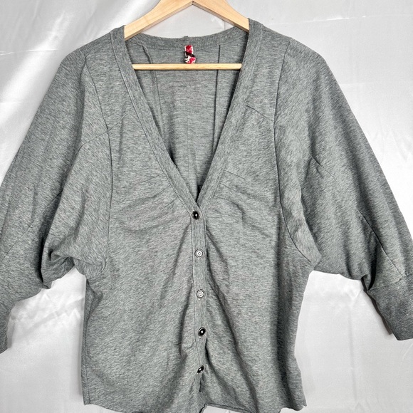 Free People Gray Button Front Knit Top – Size Large - Picture 5 of 14